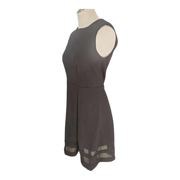 Calvin Klein Black Sleeveless Fit & Flare Dress with Sheer Hem Detail - Picture 5 of 9